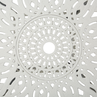 Tavolo Rotondo da Giardino Stile Vintage Alluminio Bianco sporco ø 90 cm