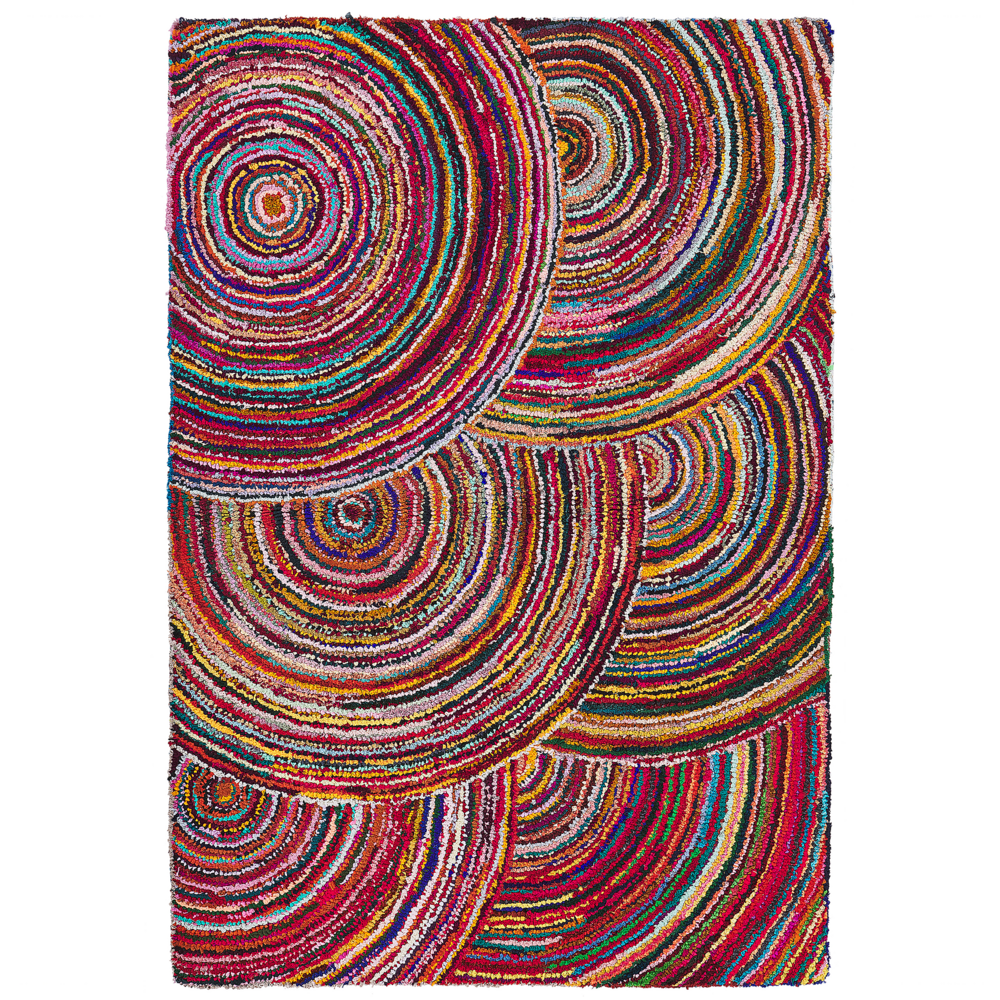 Tappeto di pezza in cotone Multicolore 160 x 230 cm Tappeto fatto a mano astratto boemo intrecciato
