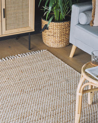 Tappeto in juta beige e cotone 140 x 200 cm con frange intrecciato a mano Boho ingresso camera da letto