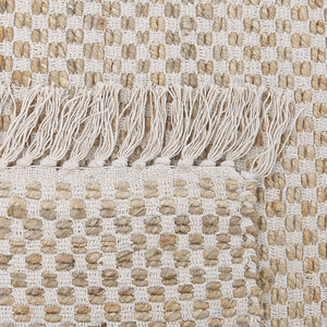 Tappeto in juta beige e cotone 140 x 200 cm con frange intrecciato a mano Boho ingresso camera da letto