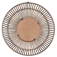 Specchio Rotondo Decorativo in Legno Scuro Stile Boho ø 66 cm rustico tradizionale soggiorno camera da letto