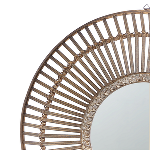 Specchio Rotondo Decorativo in Legno Scuro Stile Boho ø 66 cm rustico tradizionale soggiorno camera da letto