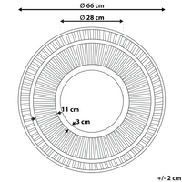 Specchio Rotondo Decorativo in Legno Scuro Stile Boho ø 66 cm rustico tradizionale soggiorno camera da letto