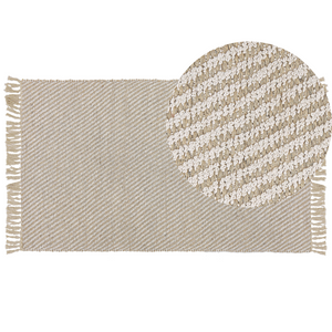 Tappeto in juta beige e cotone 80 x 150 cm con frange intrecciate a mano Boho ingresso camera da letto