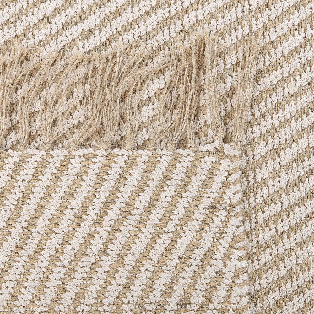 Tappeto in juta beige e cotone 140 x 200 cm con frange intrecciate a mano Boho ingresso camera da letto