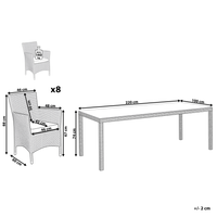 Set da pranzo da giardino marrone scuro finto rattan 8 posti con cuscini resistente ai raggi UV Patio tradizionale