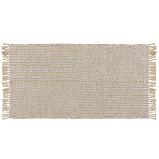 Tappeto in juta beige e cotone 80 x 150 cm con frange intrecciato a mano Boho ingresso camera da letto