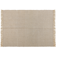 Tappeto in cotone beige 140 x 200 cm con frange intrecciate a mano Boho