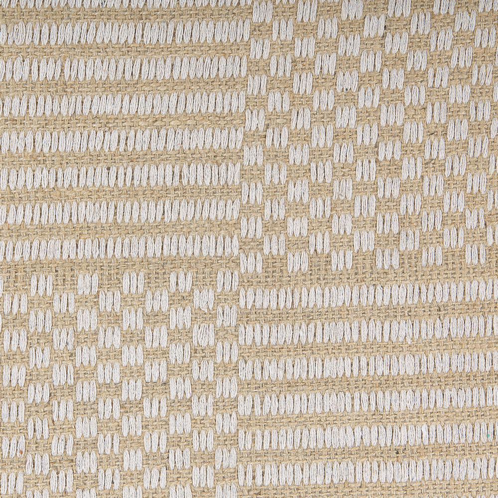 Tappeto in cotone beige 140 x 200 cm con frange intrecciate a mano Boho