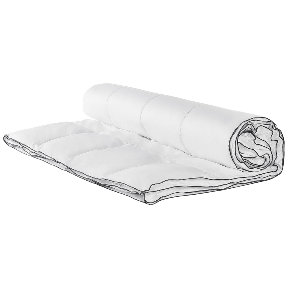Copripiumino in cotone Japara bianco Imbottitura microfibra Taglia unica 155 x 220 cm Trapuntato per tutte le stagioni Lavabile in lavatrice