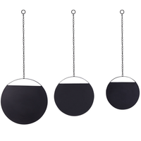 Set di 3 specchi da parete in metallo Nero con catene rotonde di varie dimensioni elemento decorativo design moderno