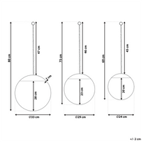 Set di 3 specchi da parete in metallo Nero con catene rotonde di varie dimensioni elemento decorativo design moderno