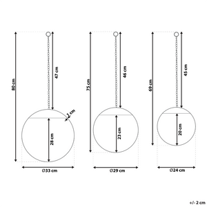 Set di 3 specchi da parete in metallo Nero con catene rotonde di varie dimensioni elemento decorativo design moderno