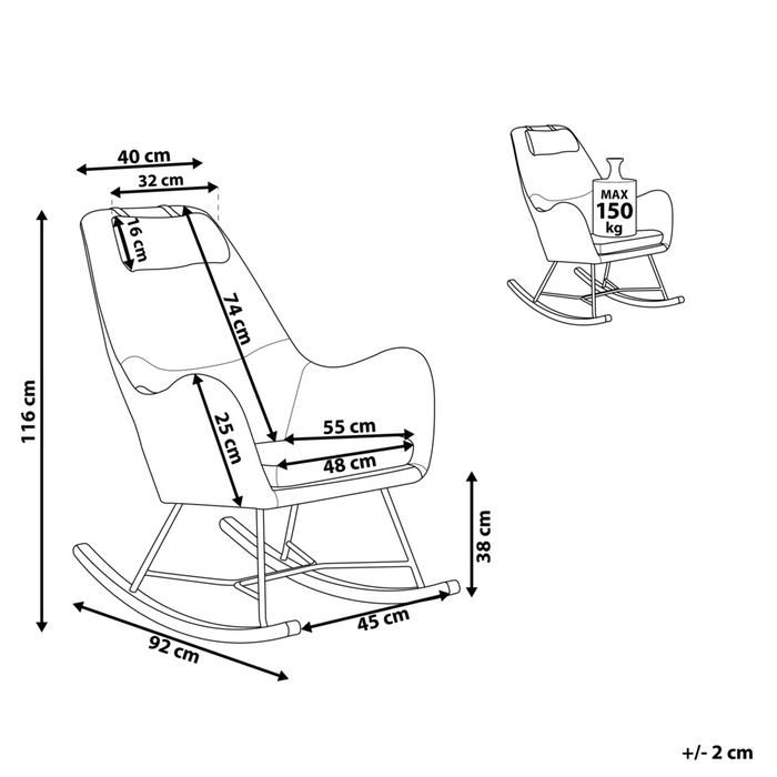 Sedia A Dondolo Tessuto Giallo Gambe In Metallo Pattini In Legno Moderni