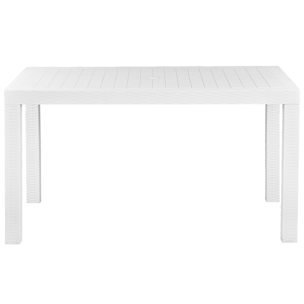 Tavolo da pranzo da giardino bianco 140 x 80 cm 6 posti rettangolare per esterno minimalista