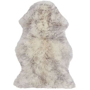 Morbido Tappeto in Vera Pelle di Pecora Bianco e Grigio stile moderno