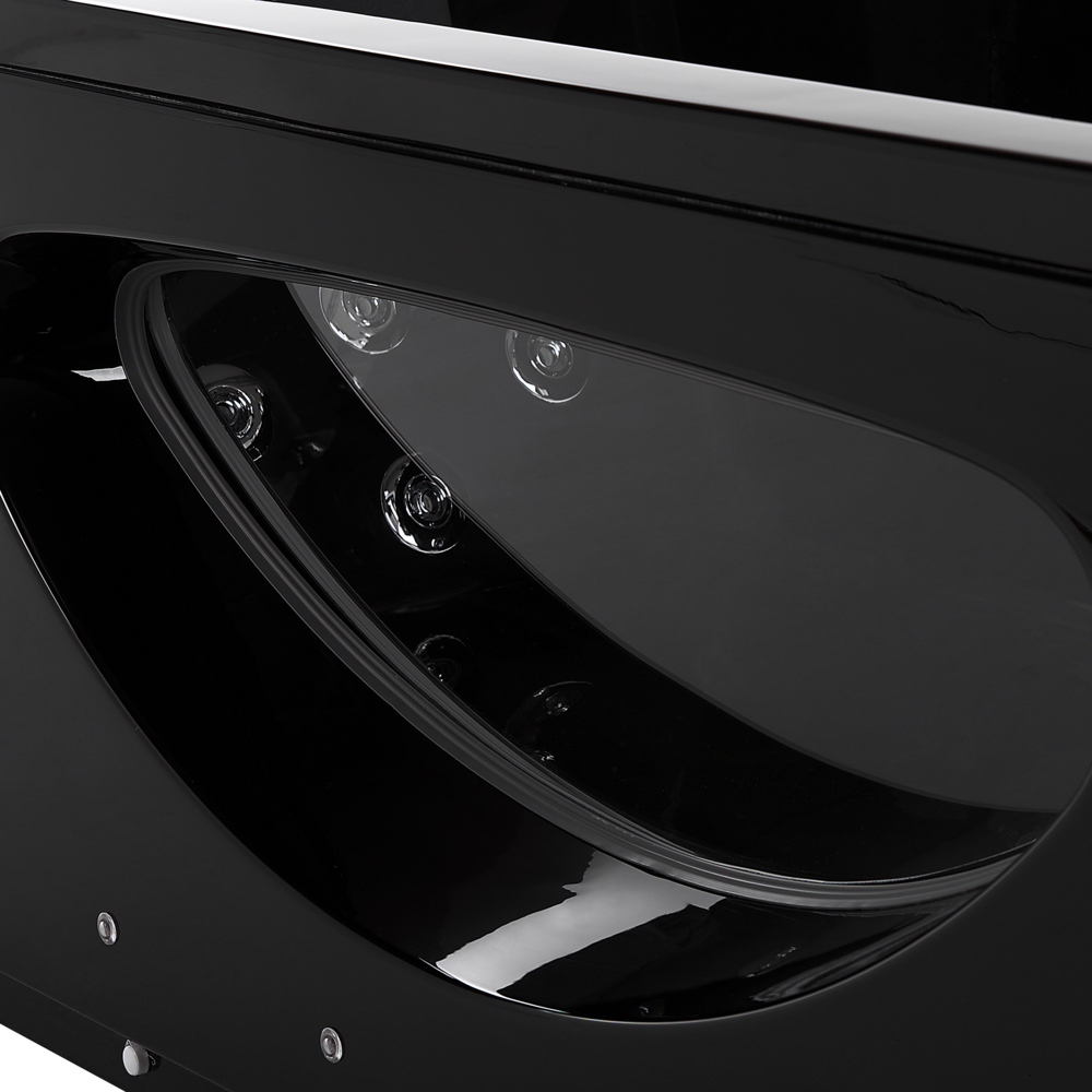 Vasca Idromassaggio Nero Sanitario Vetro Acrilico Frontale Trasparente Luci LED Poggiatesta Massaggio Getti d'Acqua Rettangolare 170 x 80 cm