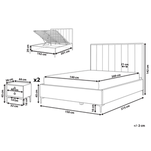 Set camera da letto in velluto grigio matrimoniale 160 cm 6 letto con contenitore 2 comodini imbottiti