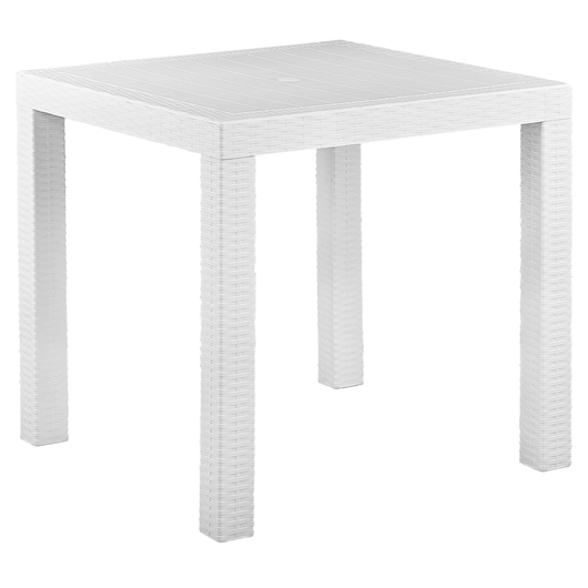 Tavolo da pranzo da giardino in materiale sintetico bianco 80 x 80 cm quadrato a 4 posti minimalista