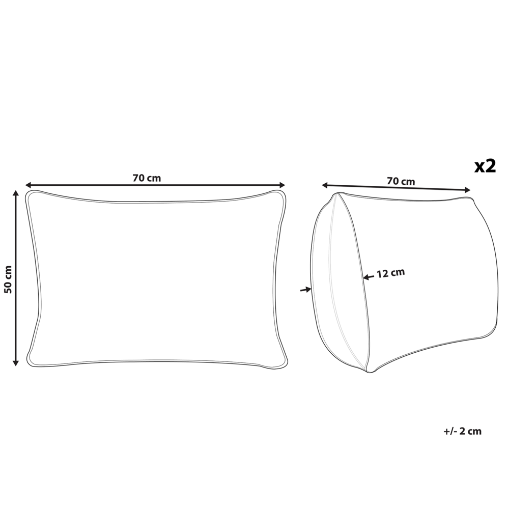 Set di 2 cuscini per esterni in poliestere sabbia beige 50 x 70 cm con cerniera e design moderno