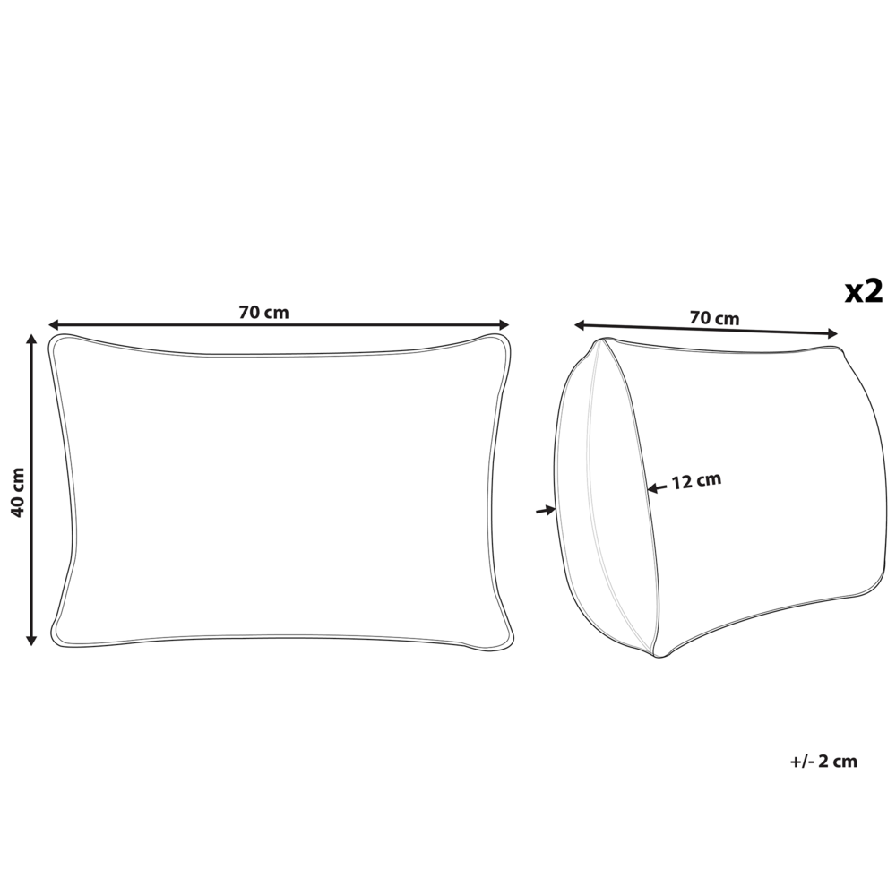 Set di 2 cuscini da giardino a righe tessuto 40 x 70 cm resistente all'acqua sfoderabile