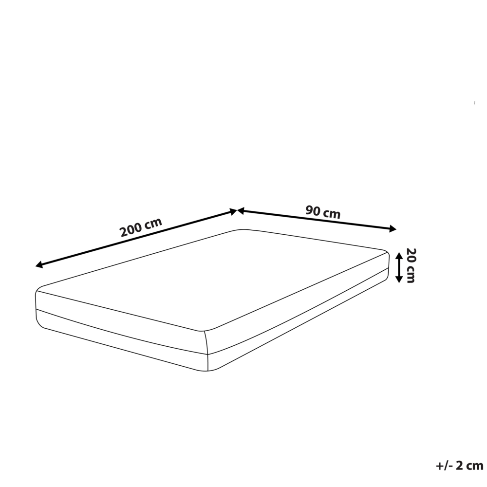 Materasso in memory foam bianco con tessuto grigio 90 x 200 cm media rigida
