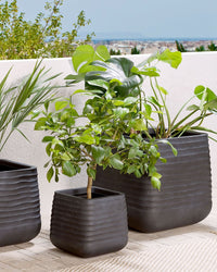 Vaso per piante grande in poliresina nera da esterno quadrato da Giardino 50 x 49 cm resistente ai raggi UV