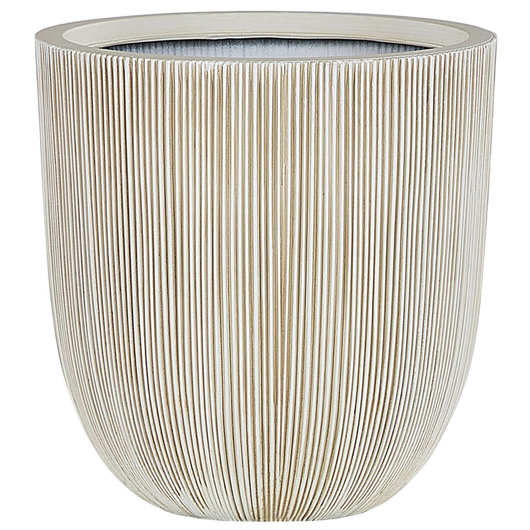 Vaso per fiori in poliresina beige fioriera alta 48 x ø 44 cm moderno minimalista per esterni interni accessori