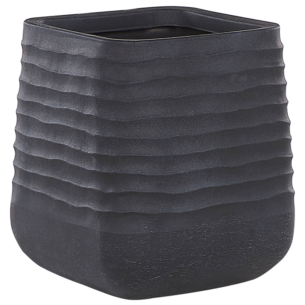 Vaso per piante grande in poliresina nera da esterno quadrato da Giardino 50 x 49 cm resistente ai raggi UV