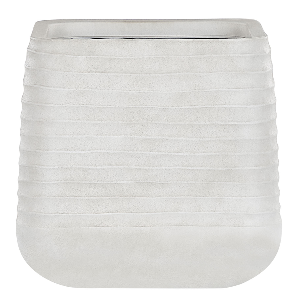 Vaso per piante grande in poliresina bianca sporca per esterni quadrato 50 x 49 cm resistente ai raggi UV