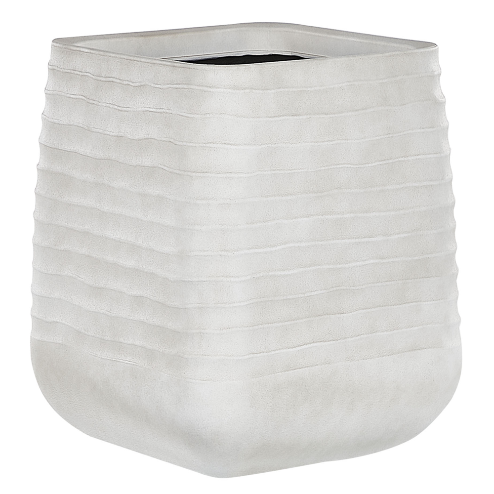 Vaso per piante grande in poliresina bianca sporca per esterni quadrato 50 x 49 cm resistente ai raggi UV
