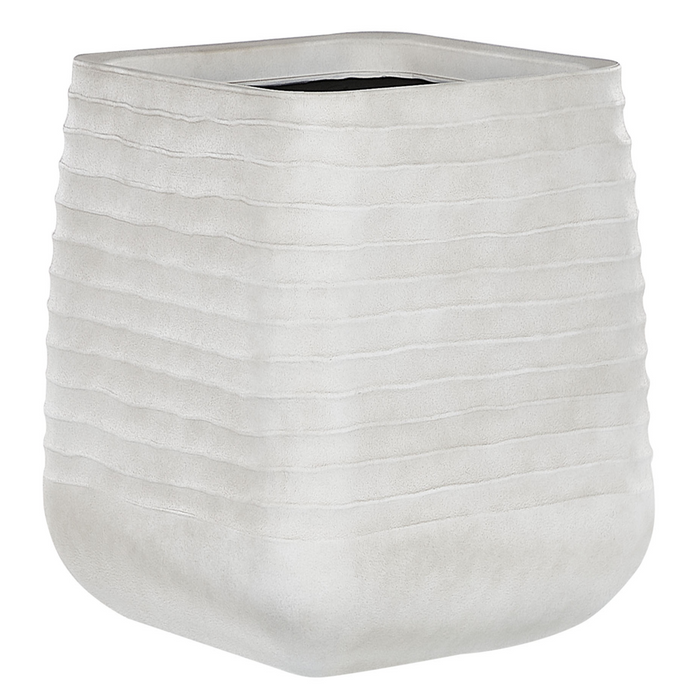 Vaso per piante grande in poliresina bianca sporca per esterni quadrato 50 x 49 cm resistente ai raggi UV