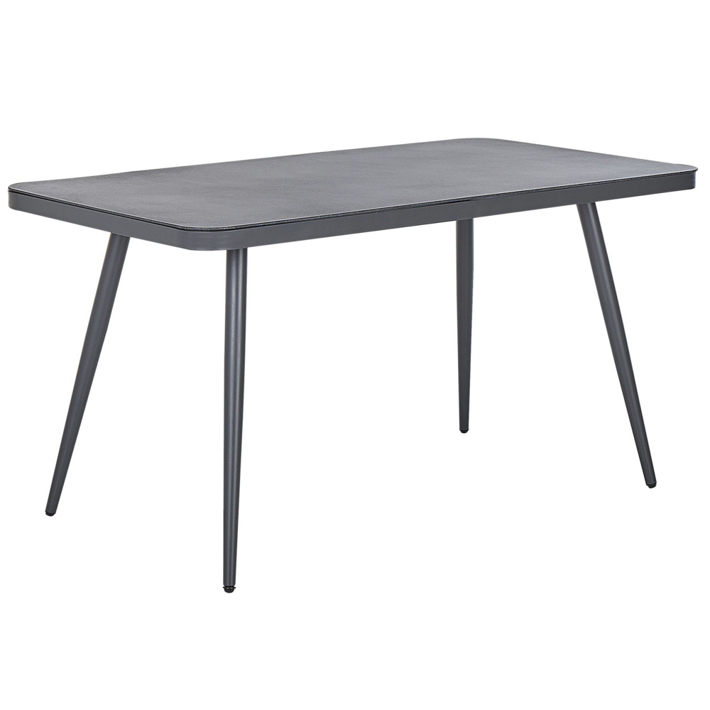 Tavolo da Pranzo da Giardino Grigio Finitura Opaca 140 x 80 cm Alluminio 4 Persone Rettangolare Minimalista Industriale