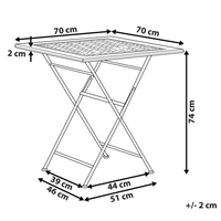 Tavolino da Giardino Bistro Pieghevole 70 x 70 cm in Metallo Nero
