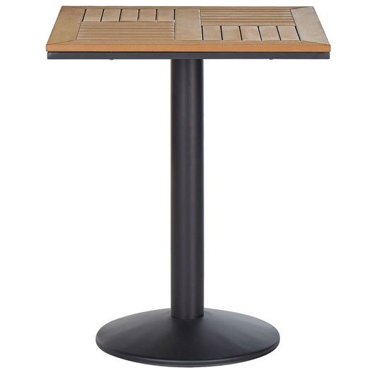 Tavolino da caffè da bistrot da giardino in legno chiaro piano quadrato 60x60 cm base in metallo Nero rustico moderno