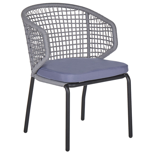 Set da bistrot grigio 2 sedie cuscini da seduta tavolo plastica piano in legno gambe in metallo Nero 3 pezzi set da giardino per esterni