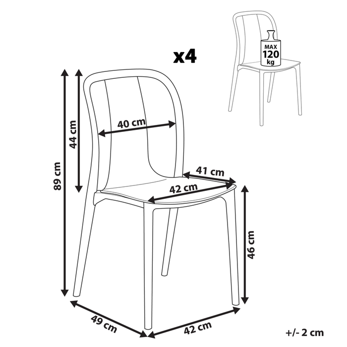 Set di 4 Sedie materiale sintetico da Esterno in Colore Bianco e Grigio giardino patio terrazzo
