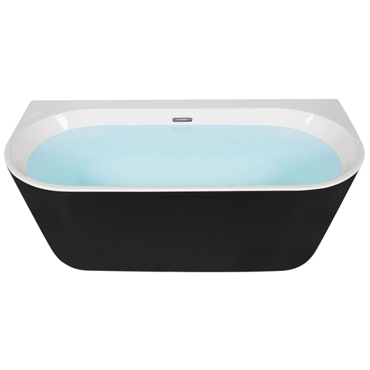 Vasca Da Bagno Nera Sanitaria Acrilica Ovale Singola 170 x 80 cm Con Sistema Di Troppopieno Tubo Di Scarico Design Moderno