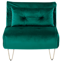 Divano letto piccolo velluto verde scuro 1 posto letto pieghevole senza braccioli con cuscino gambe in metallo dorato glamour