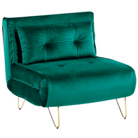 Divano letto piccolo velluto verde scuro 1 posto letto pieghevole senza braccioli con cuscino gambe in metallo dorato glamour