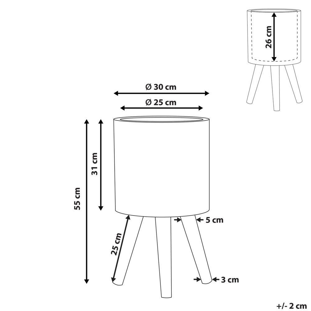Supporto per piante in ceramica beige rotondo 30 x 30 cm gambe in legno massello moderno scandinavo alto vaso per piante
