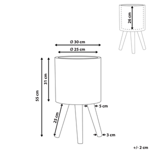 Supporto per piante in ceramica beige rotondo 30 x 30 cm gambe in legno massello moderno scandinavo alto vaso per piante