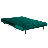 Divano Letto Velluto Verde Scuro 2 Posti Letto Sfoderabile senza braccioli Con 2 Cuscini Gambe In Metallo dorato Glamour