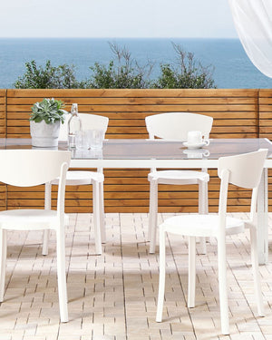 Set di 4 Sedie Moderne da Esterno e Interno in Plastica Bianco