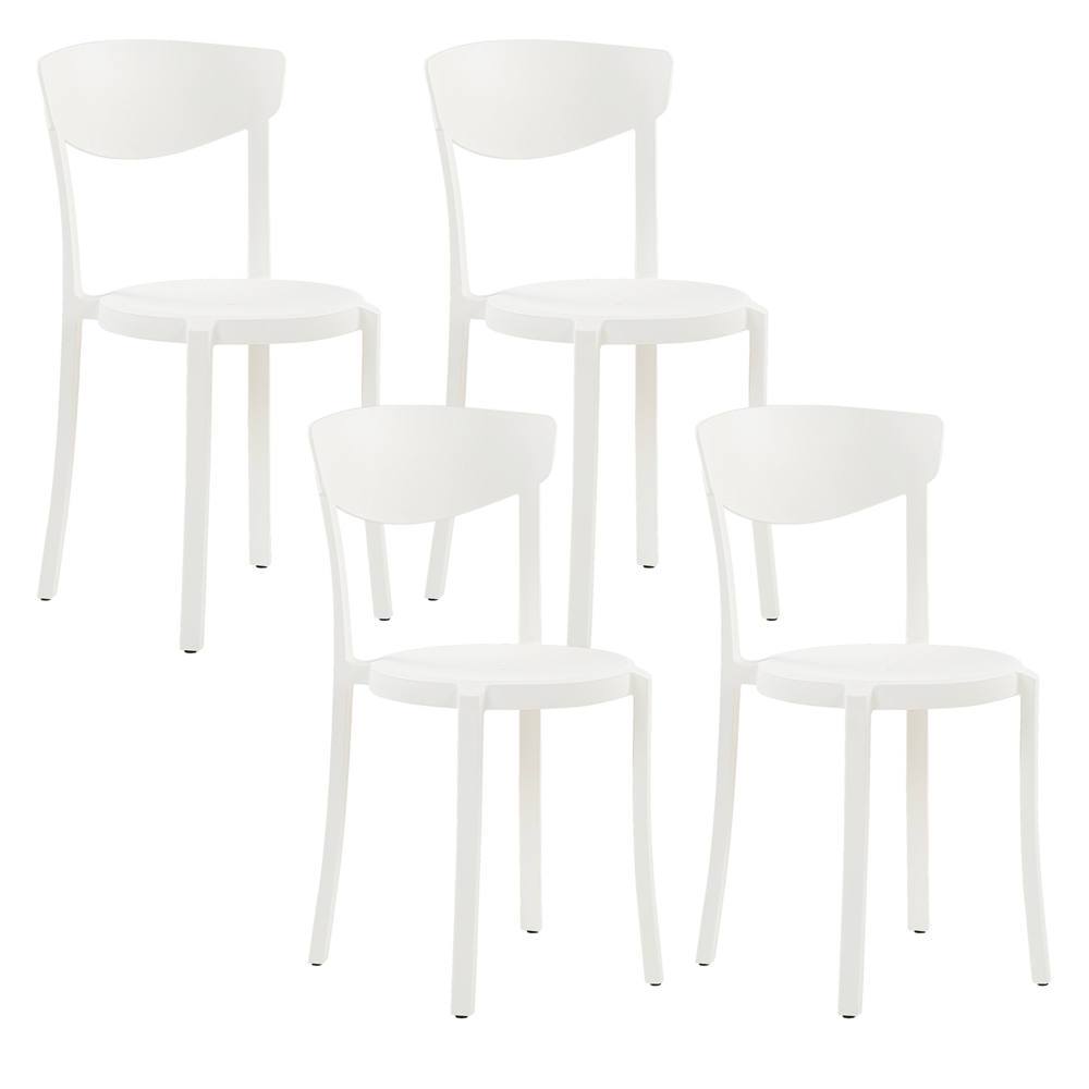 Set di 4 Sedie Moderne da Esterno e Interno in Plastica Bianco