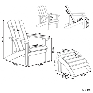 Sedia da giardino in plastica bianca in legno con poggiapiedi resistente agli agenti atmosferici in stile moderno