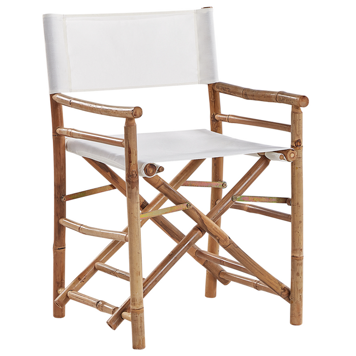 Set Bistro con Tavolino Pieghevole in Legno di Bambù Chiaro e 2 Sedie