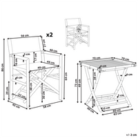 Set Bistro con Tavolino Pieghevole in Legno di Bambù Chiaro e 2 Sedie