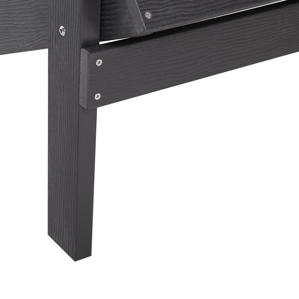 Sedia da giardino in legno di plastica grigio scuro con poggiapiedi resistente agli agenti atmosferici in stile moderno