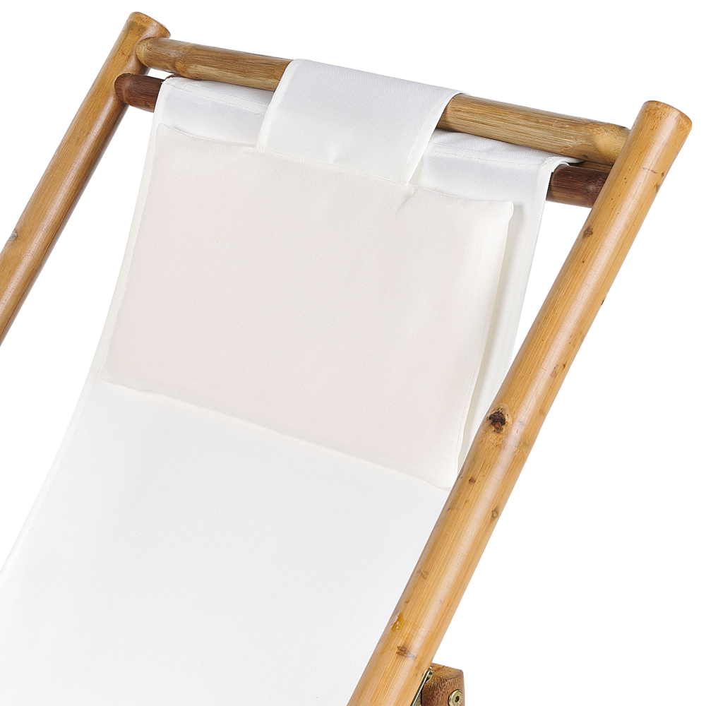 Set Bistro con Tavolino Pieghevole in Legno di Bambù Chiaro e 2 Sdrai